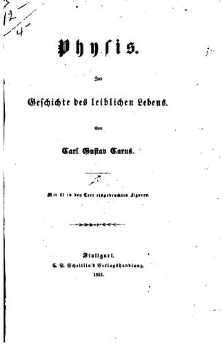 Cover for Physis: Zur Geschichte des leiblichen Lebens