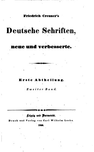 Cover for Deutsche Schriften, neue und Verb