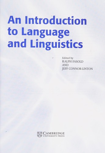 Cover for An Introduction to language and linguistics