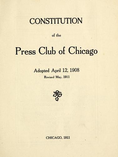Cover for Constitution of the Press Club of Chicago