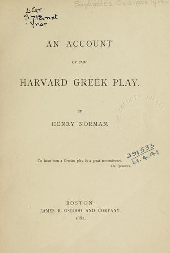 Cover for An account of the Harvard Greek play