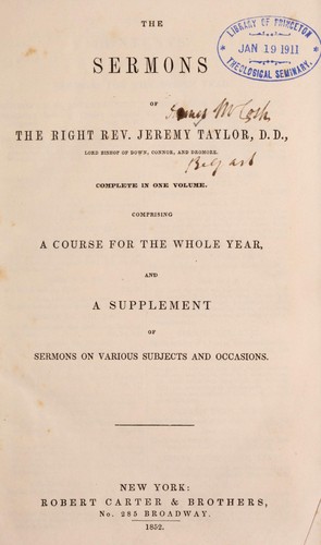 Cover for The sermons of the Right Rev. Jeremy Taylor