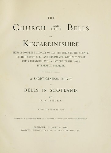 Cover for The church and other bells of Kincardineshire
