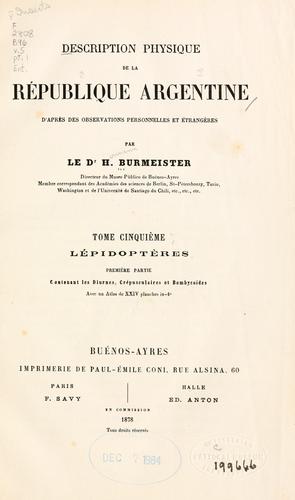 Cover for Description physique de la R©Øepublique Argentine