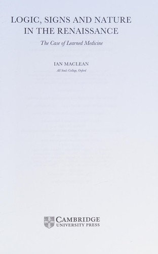 Cover for Logic, signs, and nature in the Renaissance