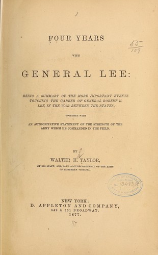 Cover for Four years with General Lee