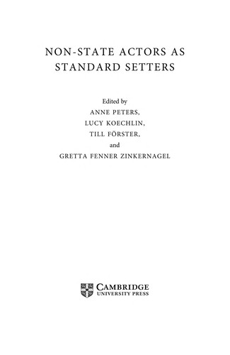 Cover for Non-state actors as standard setters