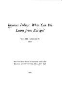 Cover for Incomes policy: what can we learn from Europe?