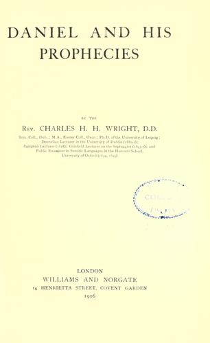 Cover for Daniel and his prophecies