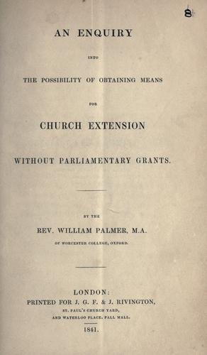 Cover for An enquiry into the possibility of obtaining means for church extension without parliamentary grants
