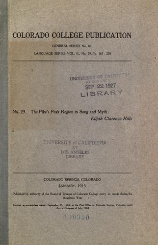 Cover for The Pike's Peak region in song and myth.