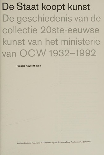 Cover for De Staat koopt kunst