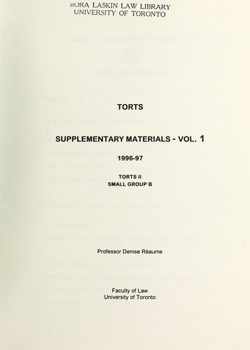 Cover for Torts