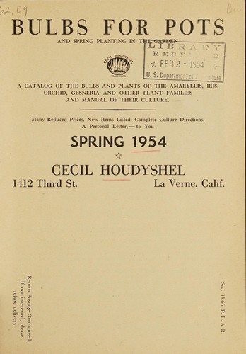 Cover for Bulbs for pots and spring planting in the garden, spring 1954