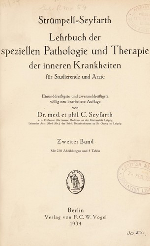 Cover for Lehrbuch der speziellen Pathologie und Therapie der inneren Krankheiten f©ơr Studierende und ©rzte