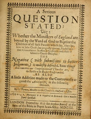 Cover for A serious question stated