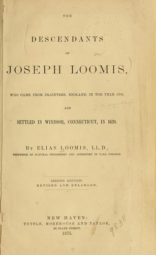 Cover for The descendants of Joseph Loomis