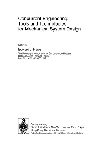 Cover for Concurrent Engineering: Tools and Technologies for Mechanical System Design