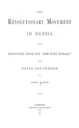 Cover for The revolutionary movement in Russia