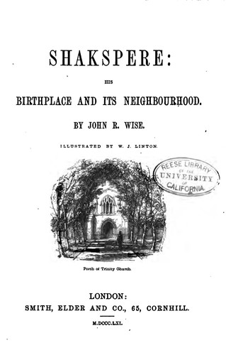 Cover for Shakespere: his birthplace and its neighborhood.