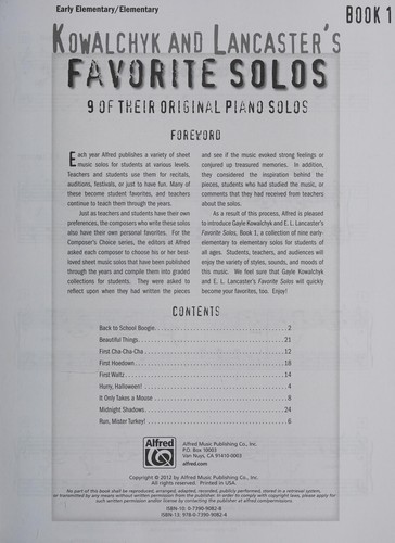 Cover for Kowalchyk and Lancaster's Favorite Solos, Bk 1