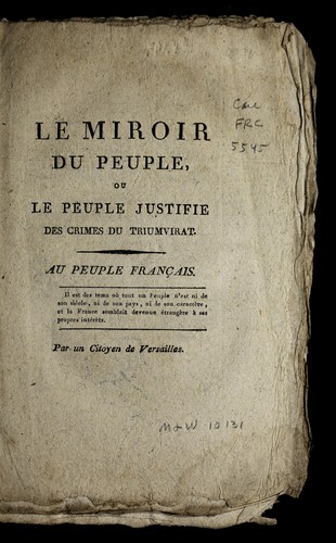 Cover for Le miroir du peuple