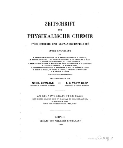 Cover for Zeitschrift Fur Physikalische Chemie