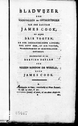 Cover for Bladwijzer der voorvallen en ontmoetingen van den Kapitein James Cook op zijne drie togten
