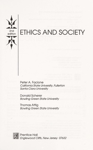 Cover for Ethics and Society