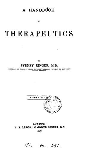 Cover for A handbook of therapeutics