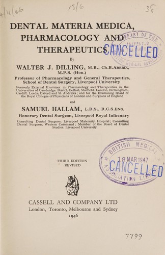 Cover for Dental materia medica, pharmacology and therapeutics