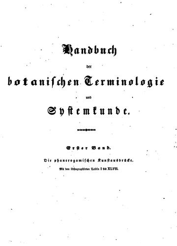 Cover for Handbuch der Botanischen Terminologie und Systemkunde