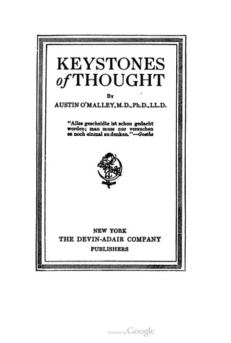 Cover for Keystones of thought