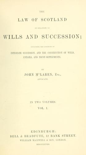 Cover for The law of Scotland in relation to wills and succession