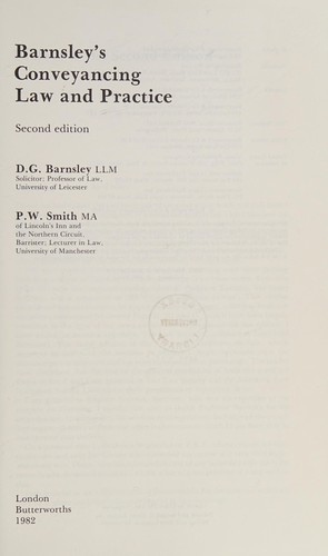 Cover for Barnsley's conveyancing law and practice.