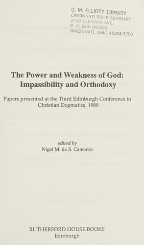 Cover for The power and weakness of God