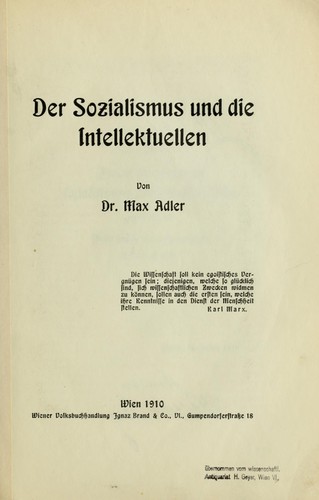 Cover for Der Sozialismus und die Intellektuellen