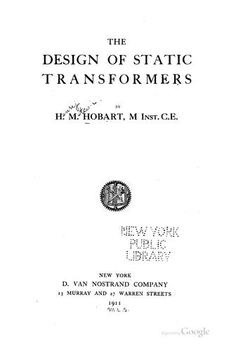 Cover for The design of static transformers