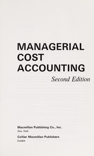 Cover for Managerial cost accounting