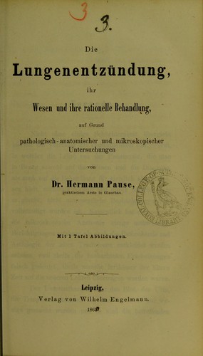 Cover for Die Lungenentz©ơndung