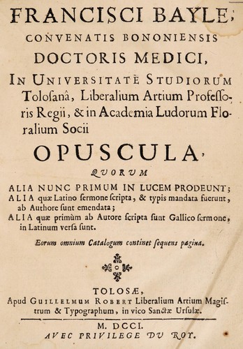 Cover for Opuscula, quorum alia nunc primum in lucem prodeunt; alia quae Latino sermone scripta ...