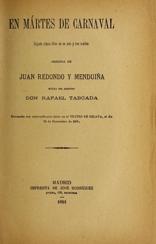Cover for En ma rtes de carnaval