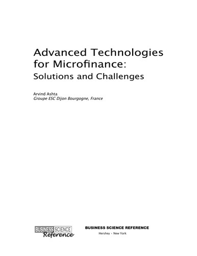 Cover for Advanced technologies for microfinance