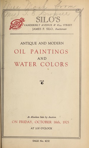 Cover for Catalogue of modern and antique oil paintings and water colors