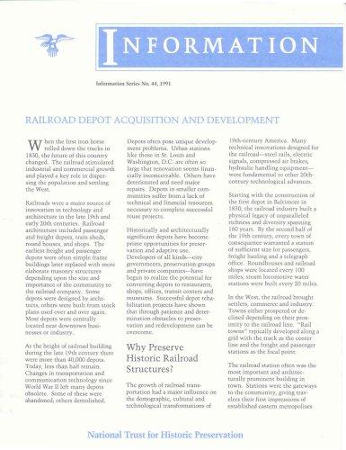 Cover for Railroad Depot Acquisition and Development