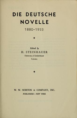 Cover for Die deutsche novelle, 1880-1933