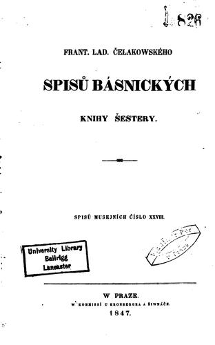 Cover for Spisů básnických knihy šestery