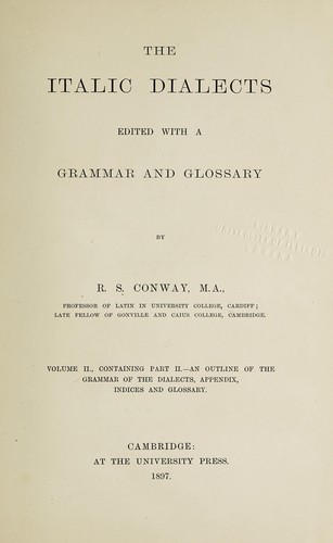 Cover for The Italic dialects