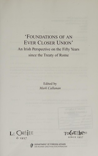 Cover for "Foundations of an Ever Closer Union"