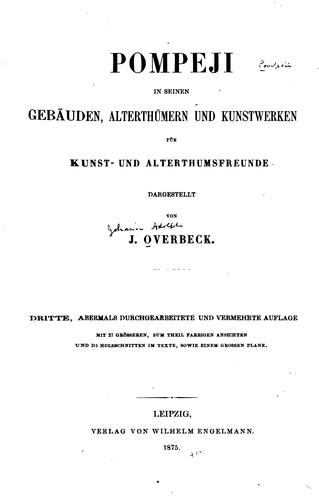 Cover for Pompeji in seinen Gebäuden, Alterthümern und Kunstwerken.